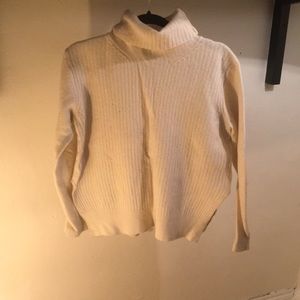 GANNI White Turtle Roll Neck Wool Sweater L